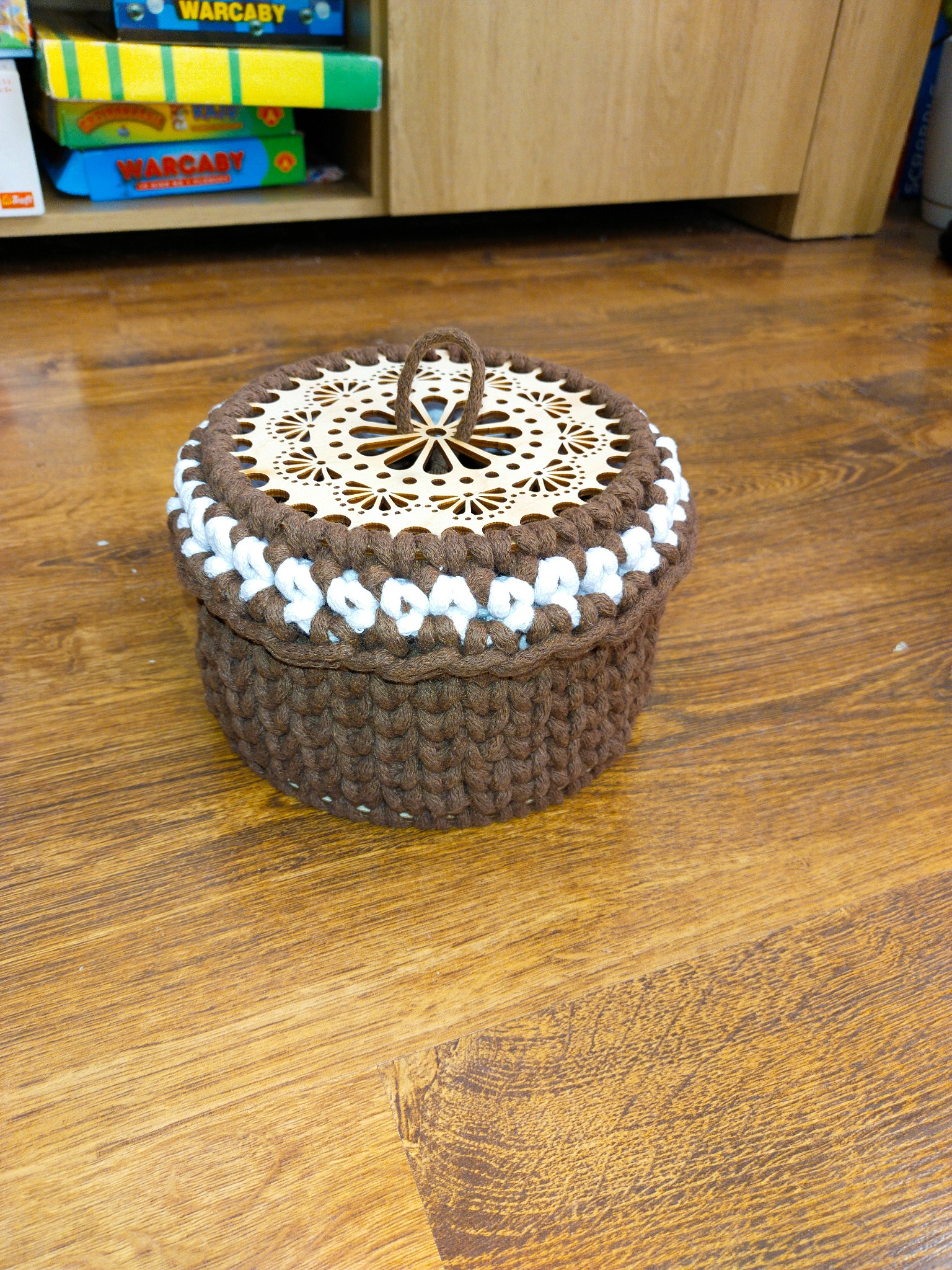 Koszyk sznurek bawełniany plus sklejka podstawa i wieko
