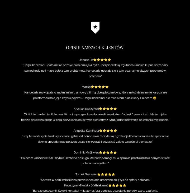 Opinie naszych klientów na podstawie Opinii Google.