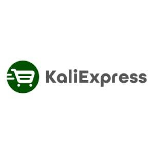 Logo firmy KaliExpress z wózkiem sklepowym w zielonym okręgu, symbolizujące szybkie zakupy online.