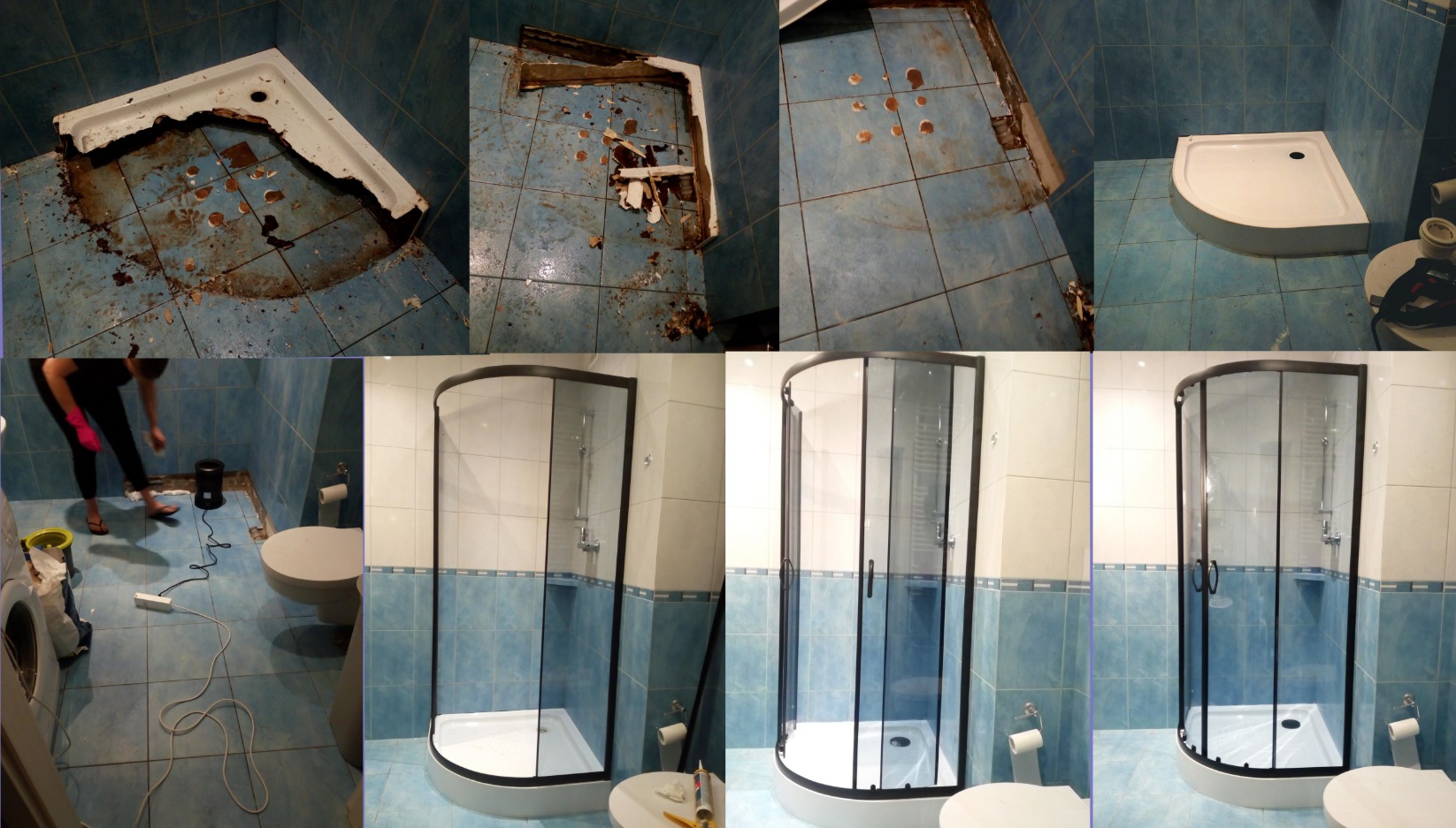 Etapy instalowania nowego brodzika i kabiny.