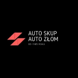 Logo firmy Auto Skup Auto Złom z czerwonym symbolem graficznym i tekstem 'Od 1985 roku' na czarnym tle.