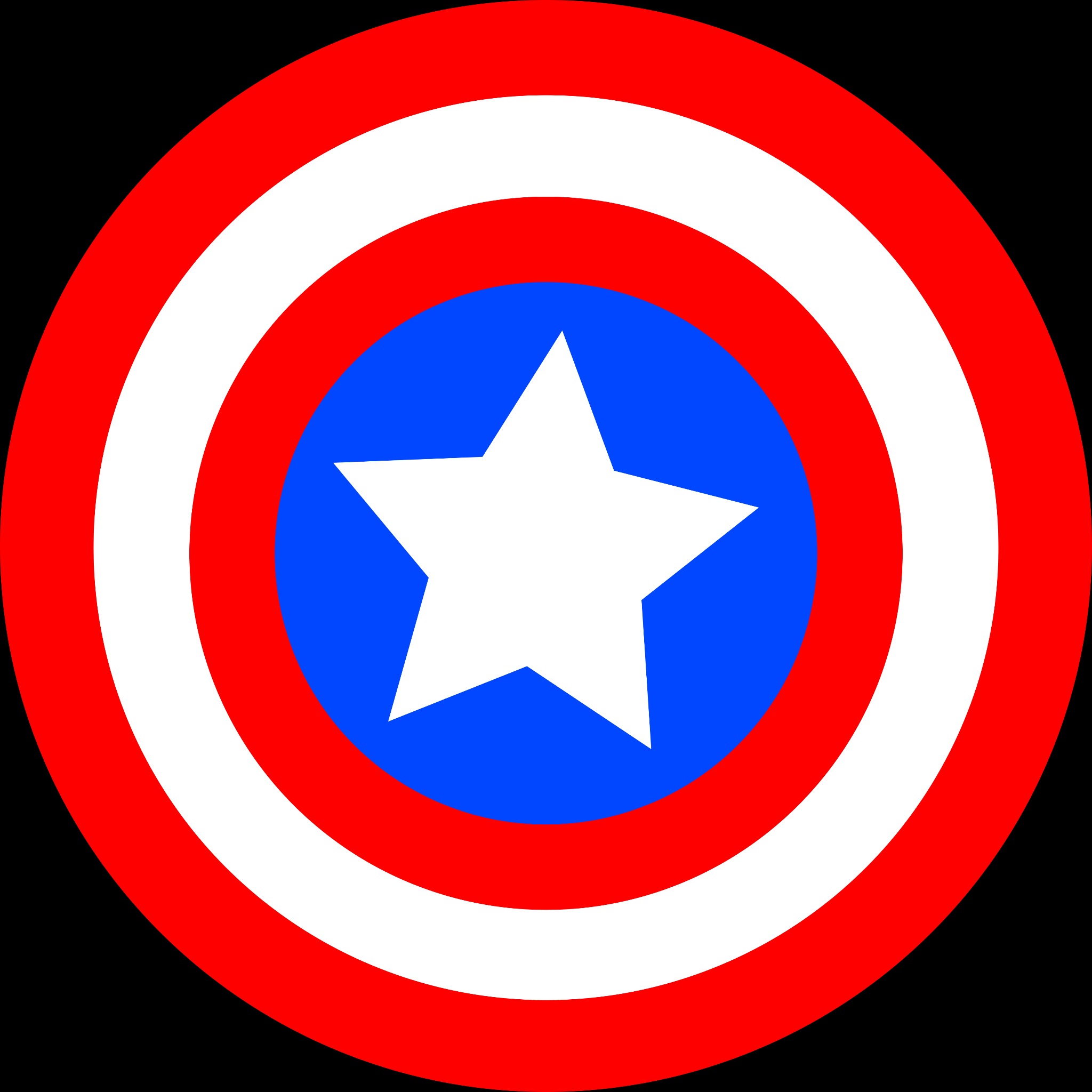 Stylizowana tarcza z koncentrycznymi okręgami w kolorach czerwonym, białym i niebieskim, z białą gwiazdą pośrodku, na czarnym tle.