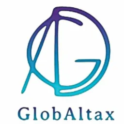 Logo firmy GlobAltax z gradientem kolorów od fioletu do błękitu, przedstawiające stylizowane litery A i G w okręgu.