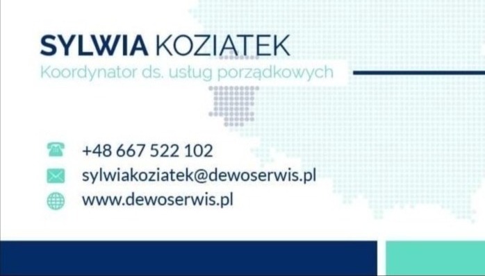 Wizytówka -Sylwia Koziatek Koordynator ds. Usług Porządkowych