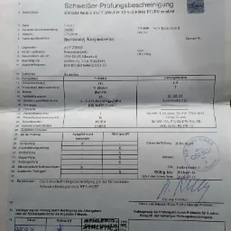 Skan dokumentu certyfikatu uprawnień spawalniczych Bartłomieja Karpusiewicza, potwierdzający zgodność z normą EN ISO 9606-2 141 T BW/FW 23 S t2,0 D16 PC/PB ss nb/sl, ważny do 2018-07-14,...