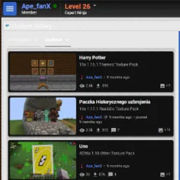 Z pasji robie texturpacki do kinecraft pod nazwą Ape_fanX