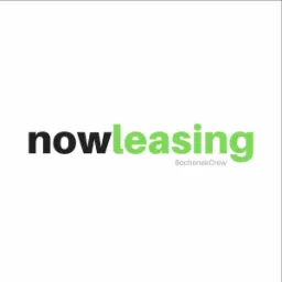 Logo firmy 'nowleasing' z nazwą w kolorze czarnym i zielonym, oraz dopiskiem 'BochenekCrew' w mniejszej czcionce.