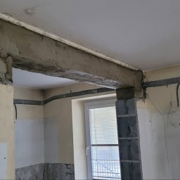 Wycięcie ściany nośnej techniką diamentową wraz z montażem belki stalowej z dwóch ceowników hutniczych C160.