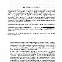 Zezwolenie KNF na wykonywanie działalności brokerskiej w zakresie ubezpieczeń 1/2