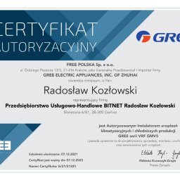 Systemy klimatyzacyjne - certyfikat Gree - autoryzowany instalator  urządzeń klimatyzacyjnych VRF GMV5.jpg