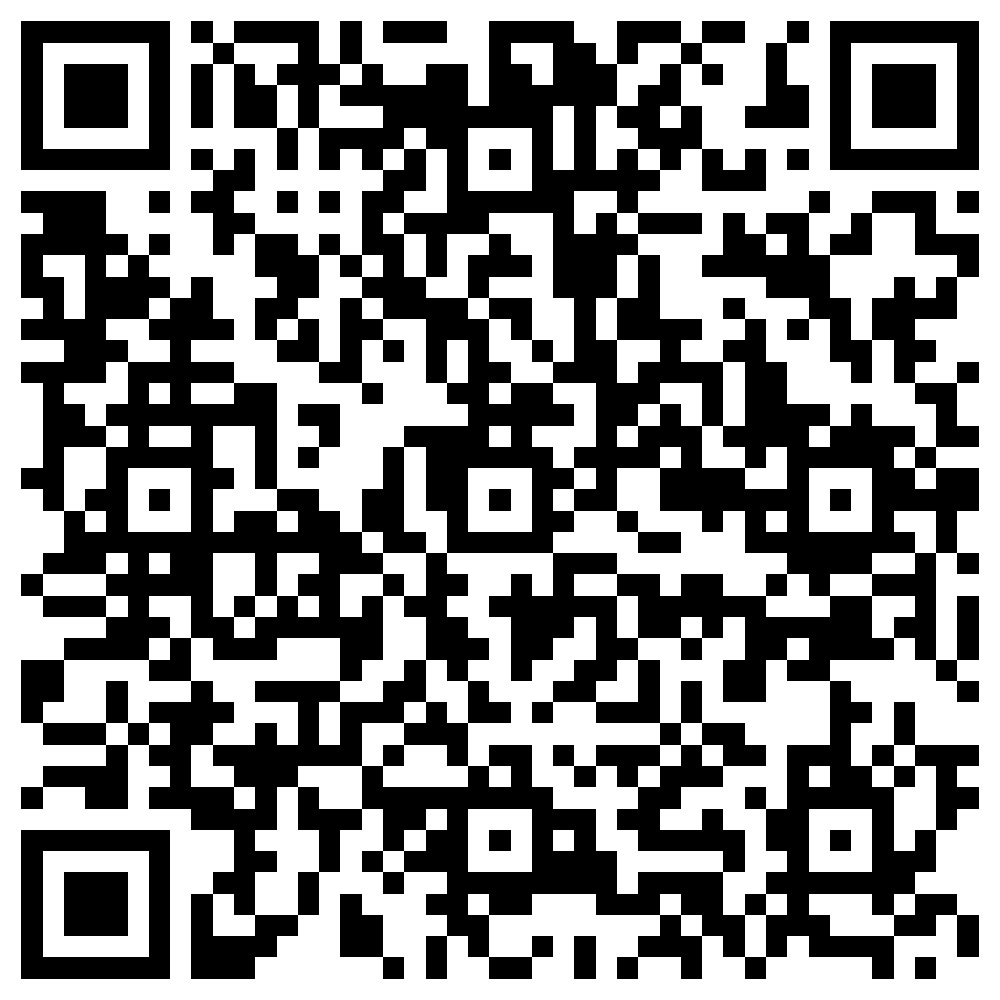 Czarno-biały kod QR o wysokiej rozdzielczości, generujący adres URL lub inne dane po zeskanowaniu.