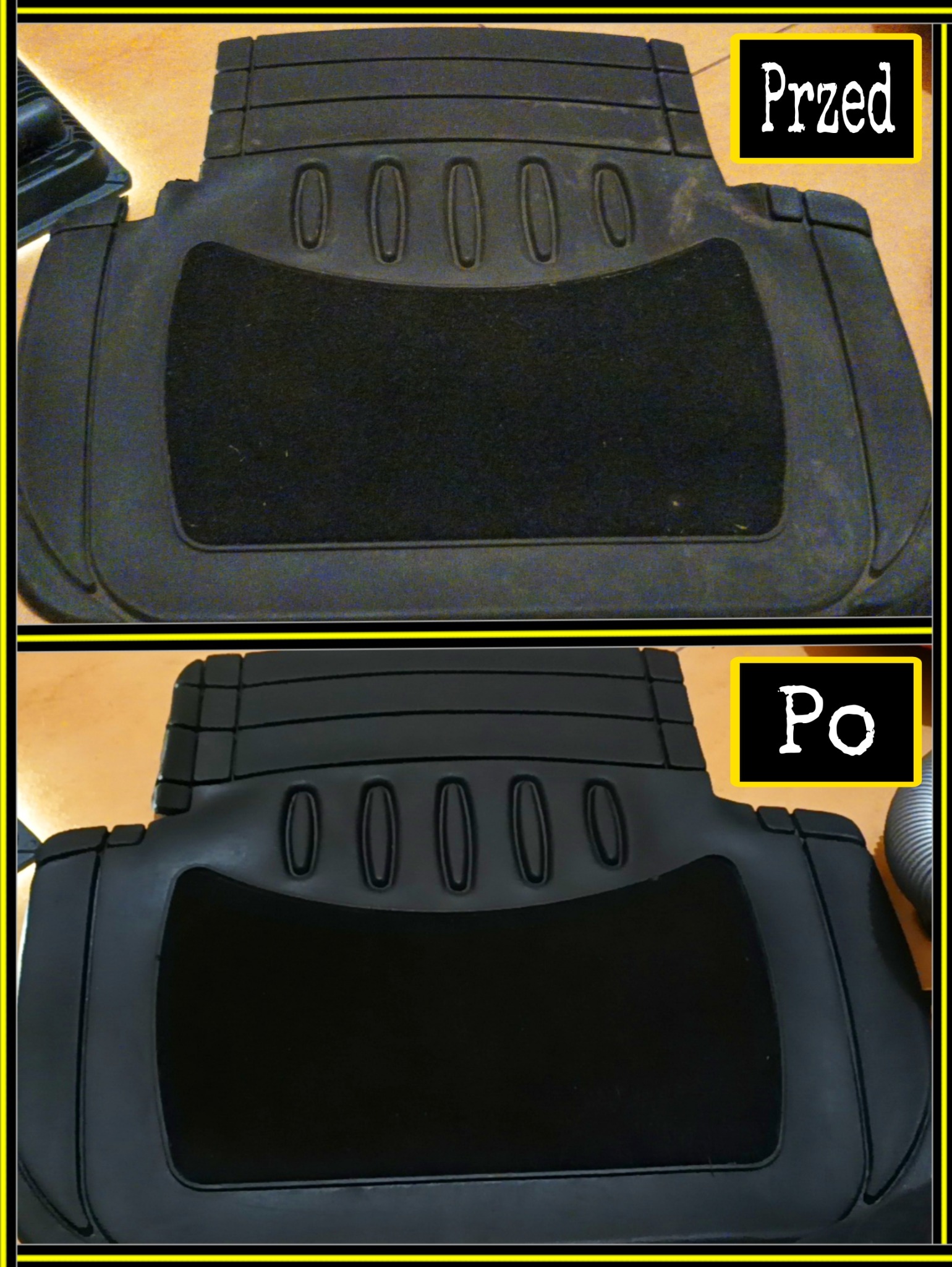 Dywanik samochodowy przed i po