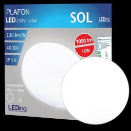 Plafon LED SOL. 130lm/W. IP54.