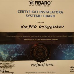 Aktualny certyfikat Firmy Fibaro.