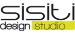 Logo firmy SISITI design studio z żółtym akcentem pod napisem studio.
