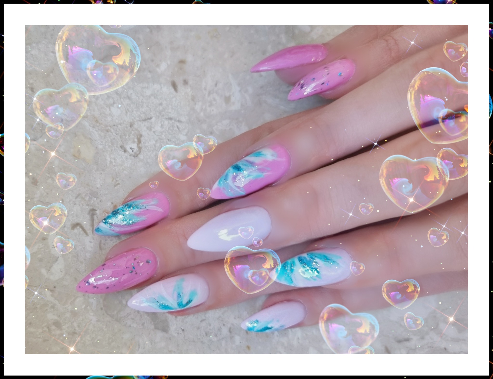 Uzupełnienie paznokci akrylem i zdobienie