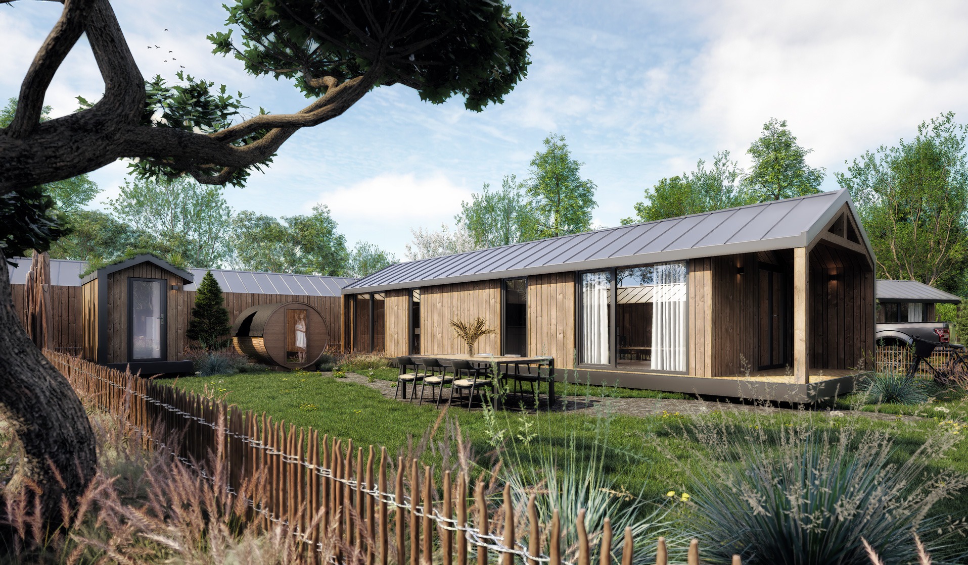 Tam gdzieś w Holandii. Zorgvlied. Kamping budynków typu domki Holenderskie.