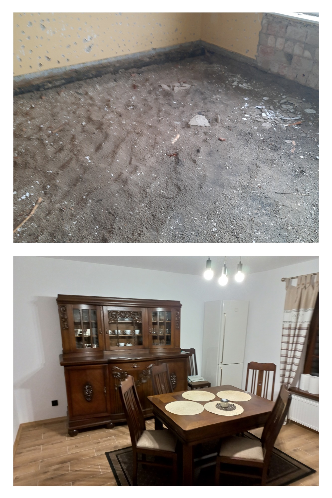 Kompleksowy remont kuchni . Zakres prac : wylewki betonowe , tynki , szpachlowanie , malowanie , ułożenie płytek.