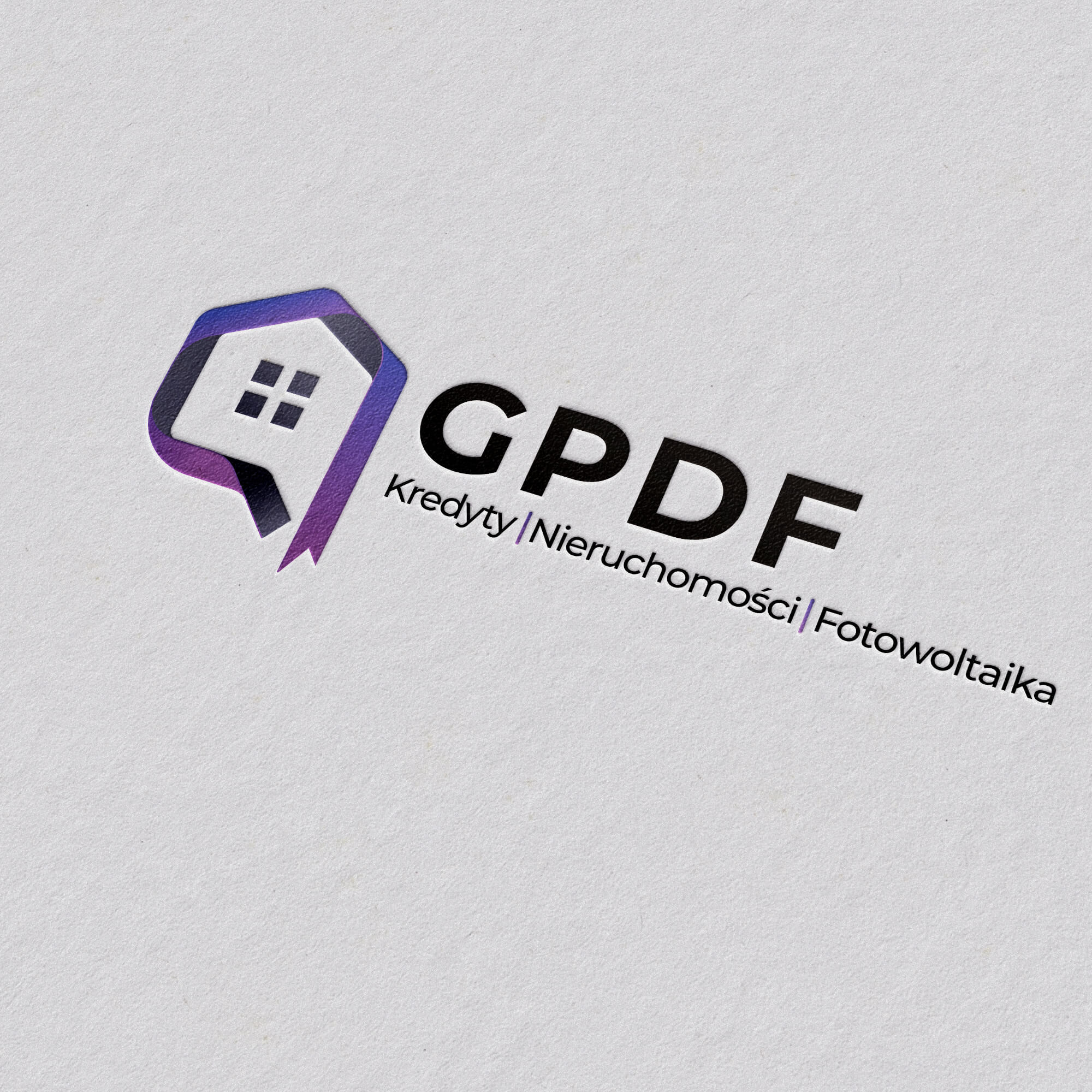 Projekt logotypu dla firmy zajmującej się nieruchomościami i pomocą w pozyskaniu kredytu hipotecznego.