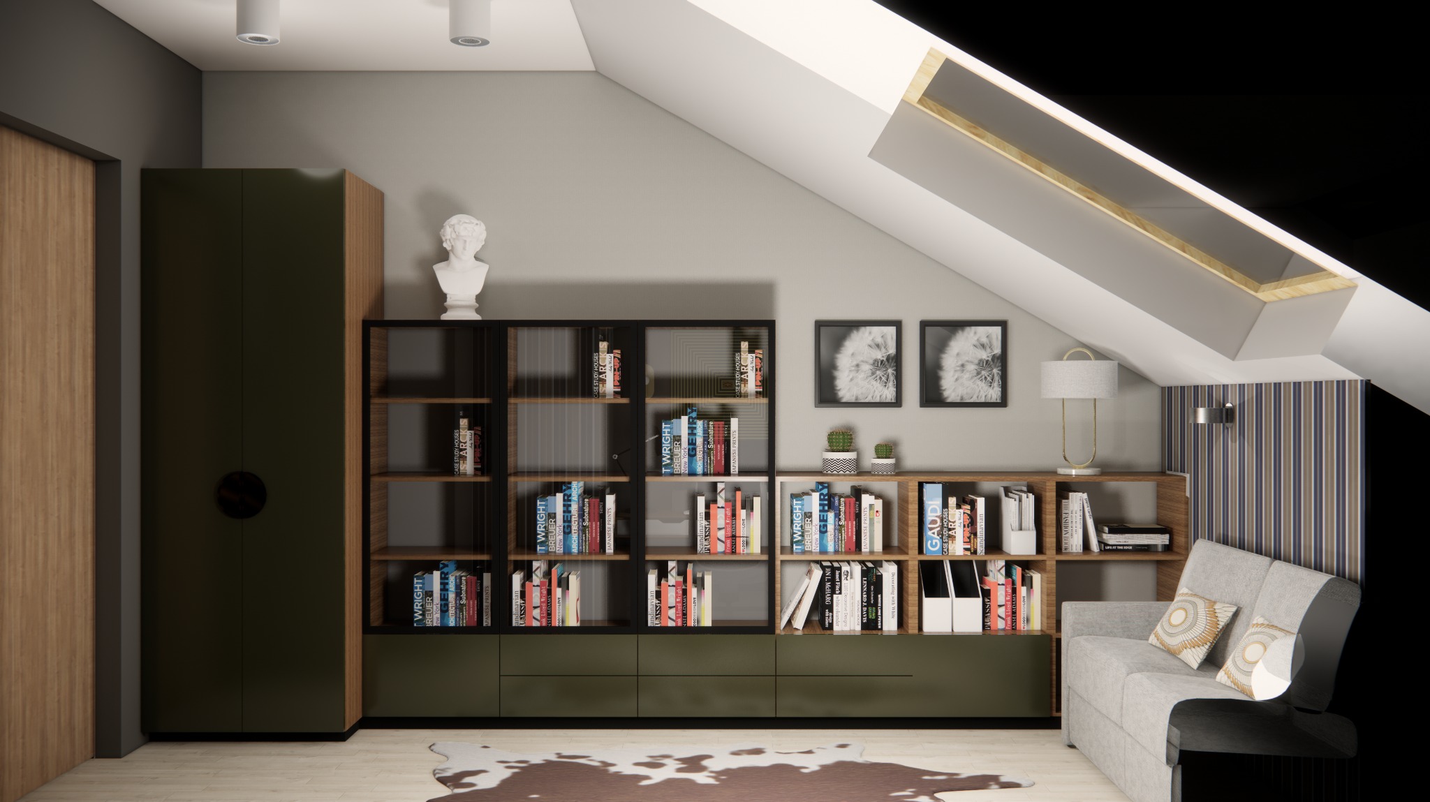 Projekt gabinetu gospodarza w domu jednorodzinnym