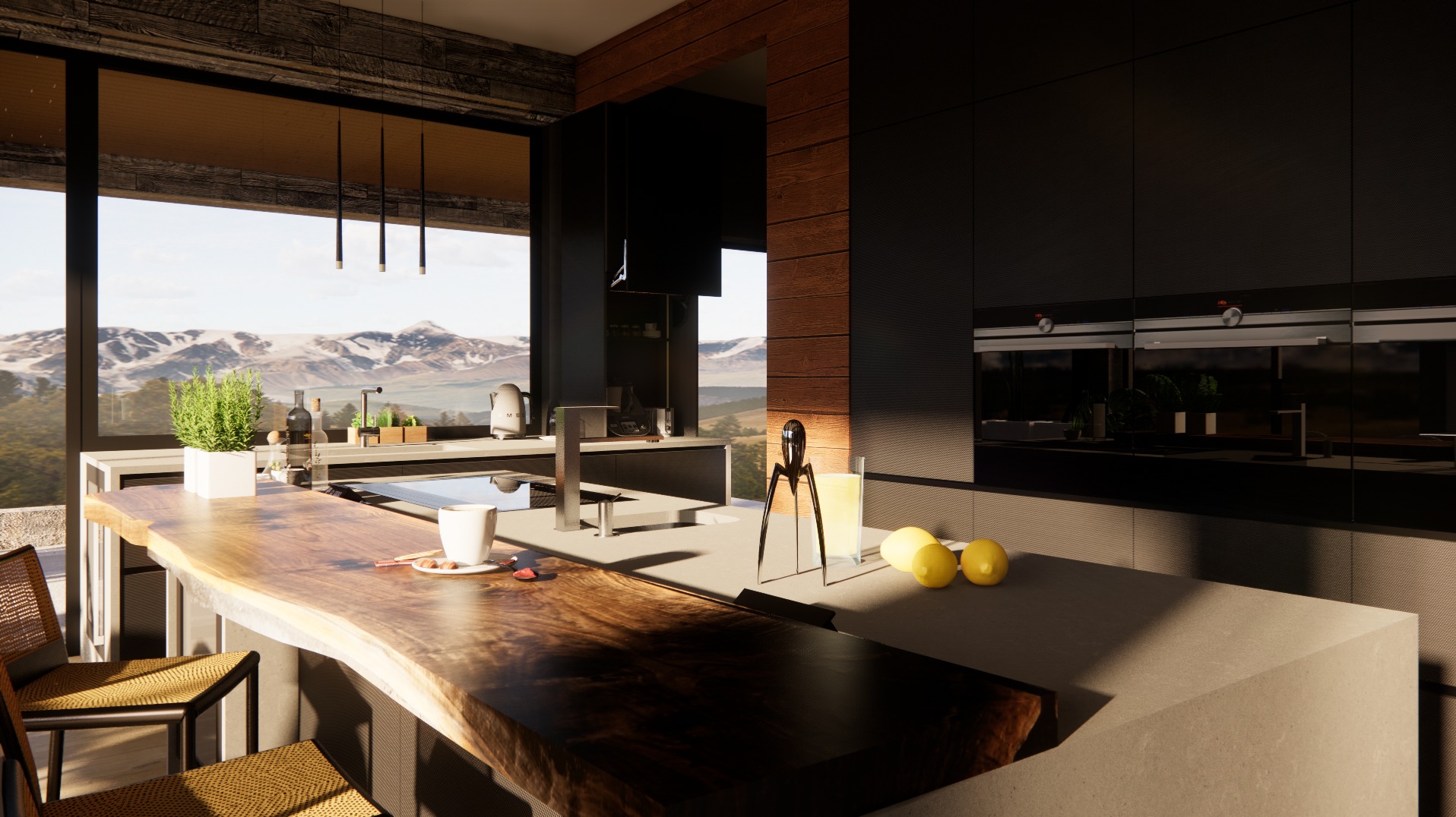 Projekt kuchni z wyspą w domu jednorodzinnym