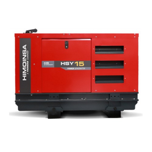 Czerwony agregat prądotwórczy HIMOINSA HSY15, widok z boku, na białym tle.