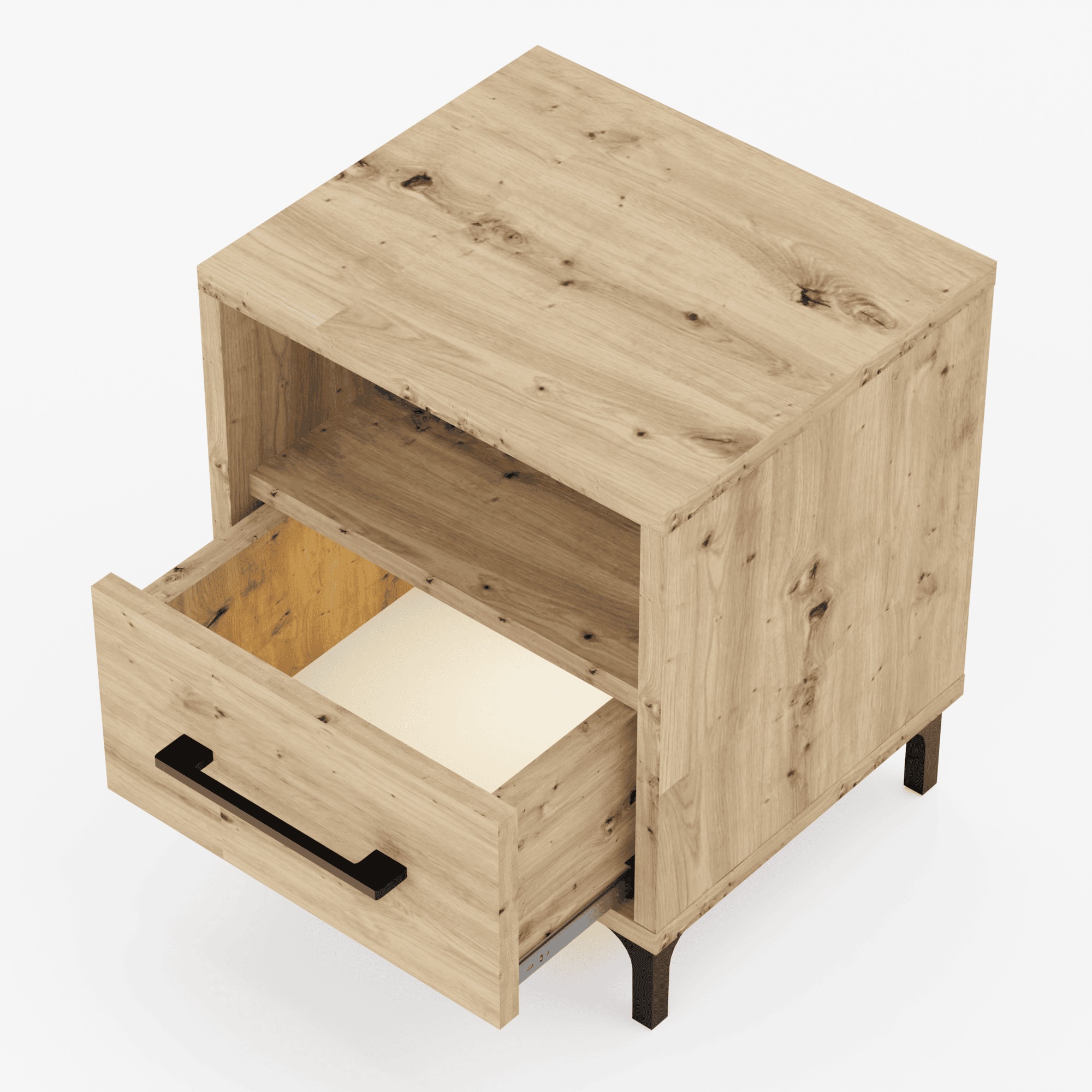 Szafka nocna z szufladą i oświetleniem LED Dąb Artisan