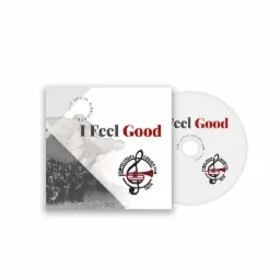 Okładka i płyta CD albumu 'I Feel Good' z grafiką orkiestry dętej Sompolno, prezentująca logo i zdjęcie archiwalne zespołu.
