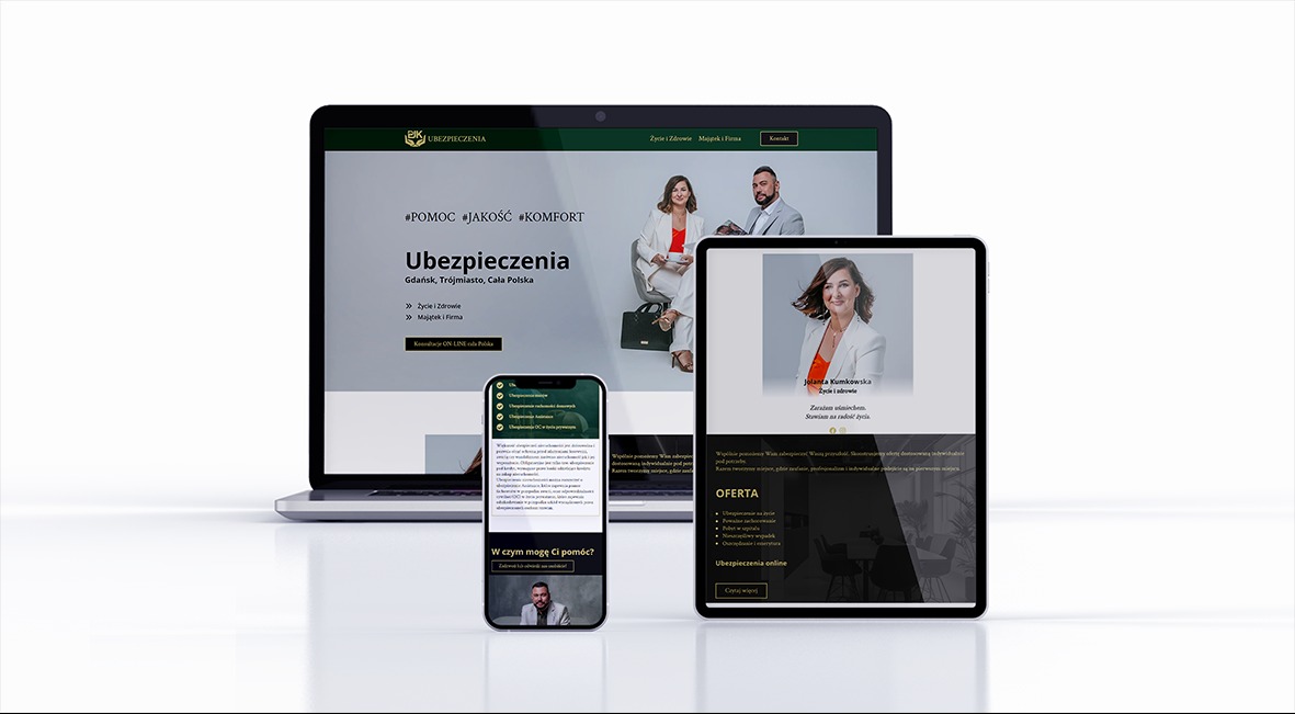 Strona dla firmy ubezpieczeniowej PJK w Gdańsku