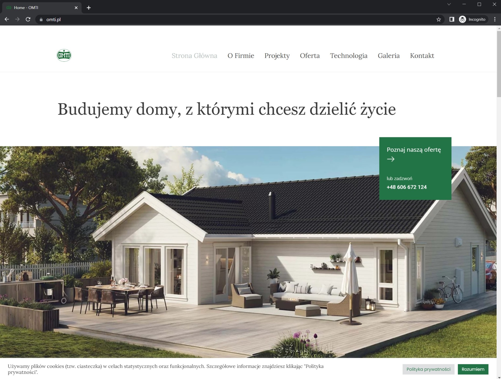 Strona internetowa dla frimy OMTI