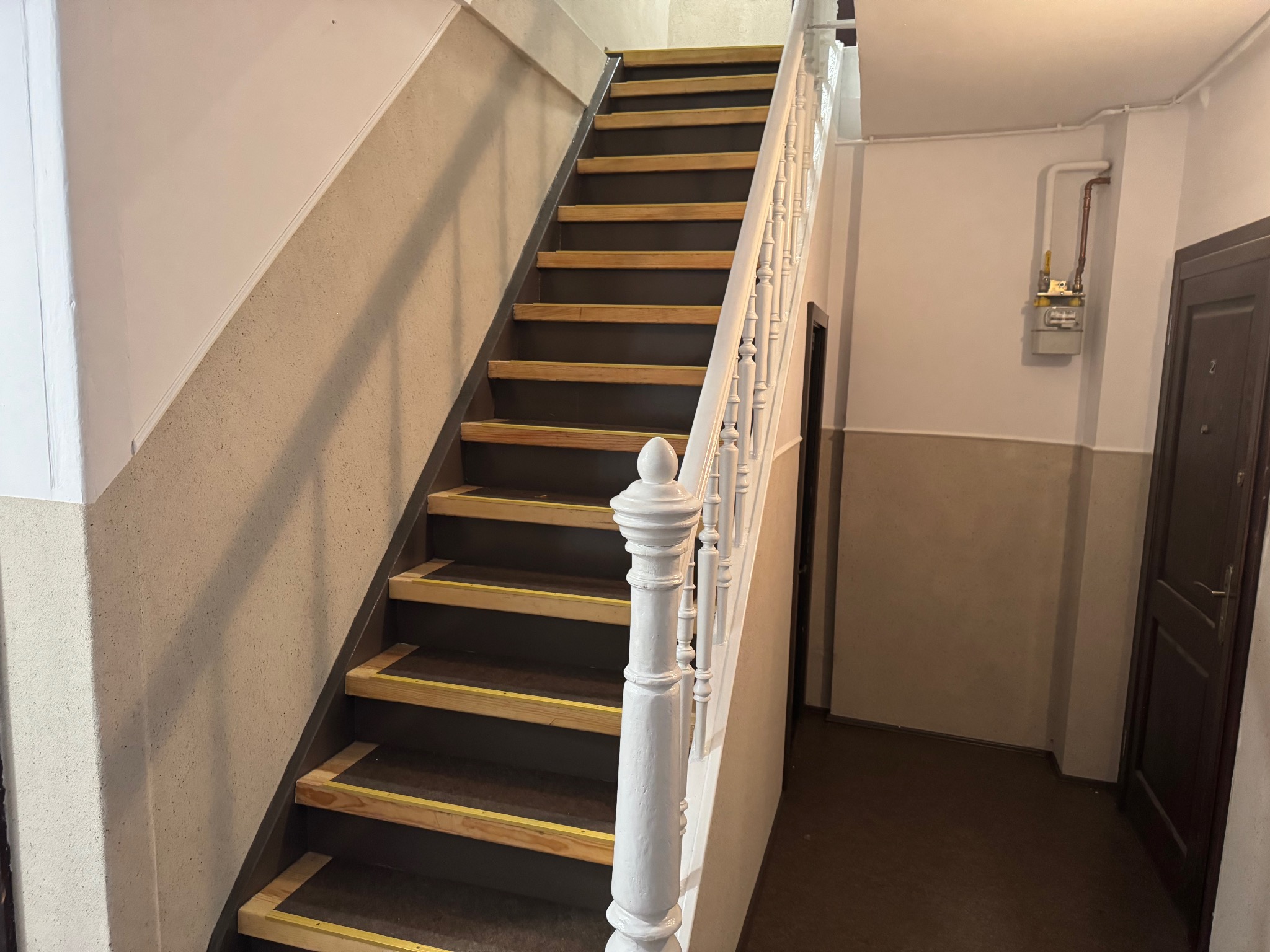 Renowacja klatki schodowej w zabytkowej kamienicy, w tym: Malowanie ścian, położenie tynku