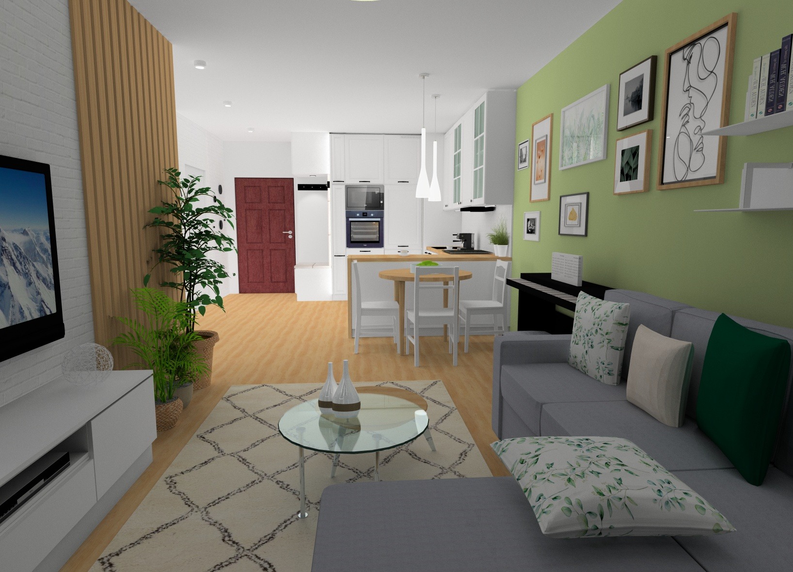 38m2 w Krakowie, Kuchnia i Salon i Przedpokój