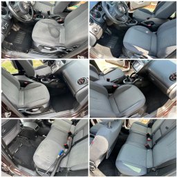 MajLen - Kolaż prezentujący wnętrze samochodu przed i po praniu tapicerki. Widoczne czyste fotele, dywaniki i podsufitka, kontrastujące z zabrudzeniami na zdjęciach 'przed'.