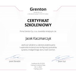 Certyfikacja instalatora systemu GRENTON Smart Home www.grenton.pl