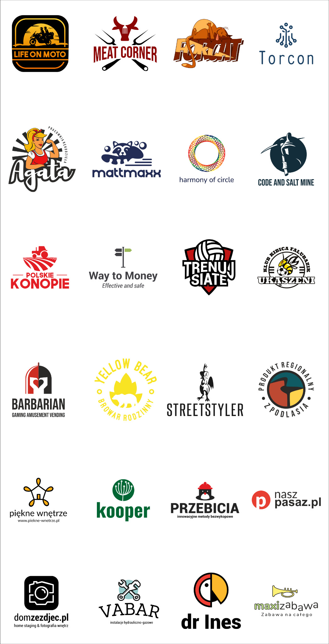 projekty logo dla różnych klientów