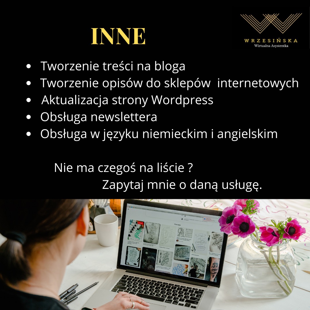 Inne zadania które wykonuję w ramach działalności