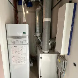 Pompa ciepła Vaillant 12,5 kW jednostka wewnętrzna + centrala wentylacyjna Komfovent Domekt R700