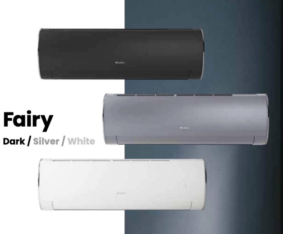Klimatyzatory Gree Fairy w kolorach: czarnym, srebrnym i białym, prezentacja modeli.
