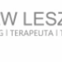Logo firmy Radosław Leszczyński, z symbolem mózgu i tekstem: Psycholog, Terapeuta, Trener.