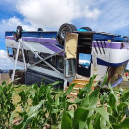 PROJEKTOWNIA JAROSŁAW KWIATKOWSKI - Przewrócony autobus - atrakcja turystyczna przy drodze na Hel 'Labirynt w polu kukurydzy Swarzewo'.