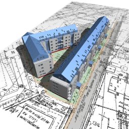 Projekt budynków wielorodzinnych w Warszawie.