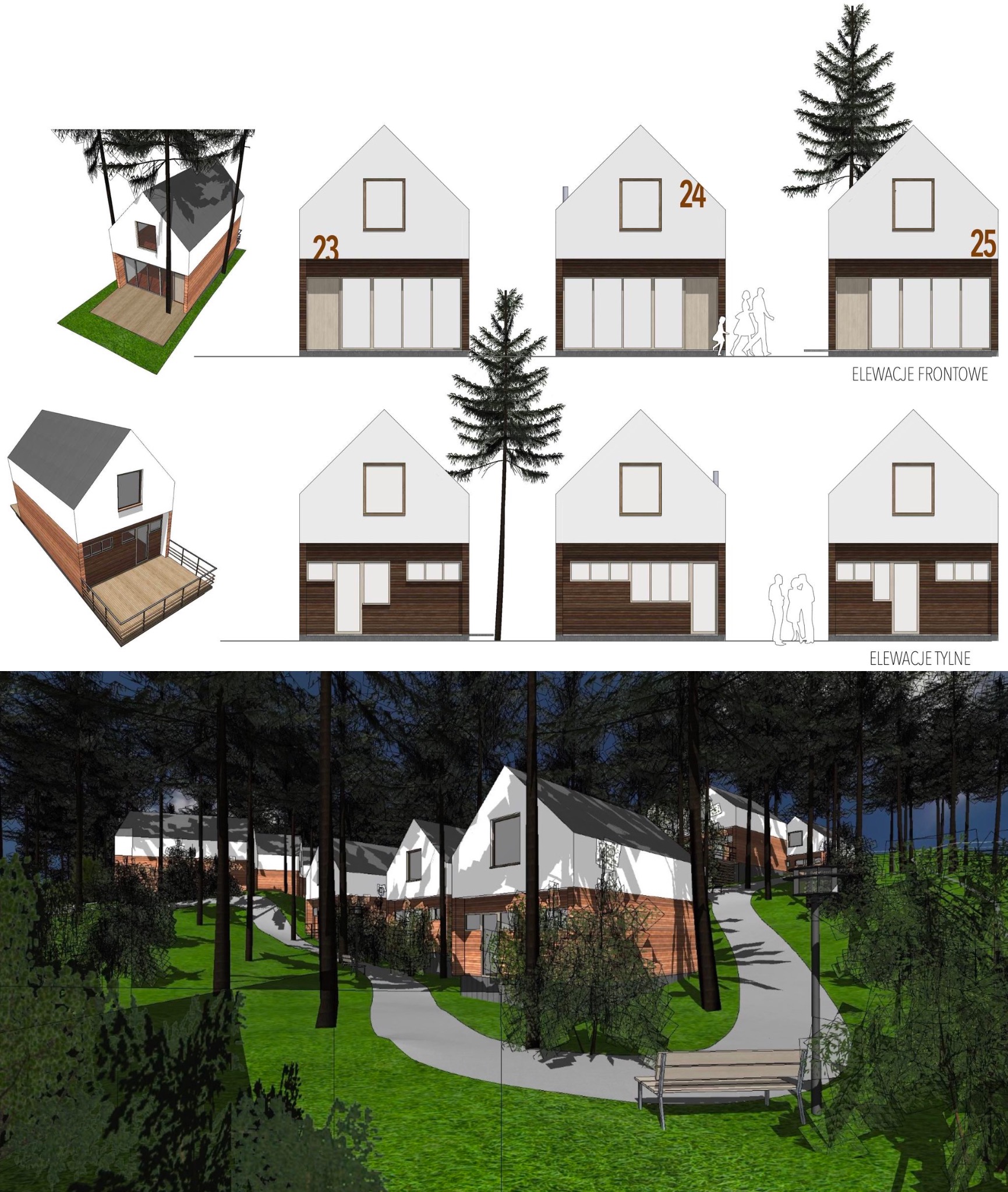 Zespół domków letniskowych w Krynicy Morskiej - etap projektowania.