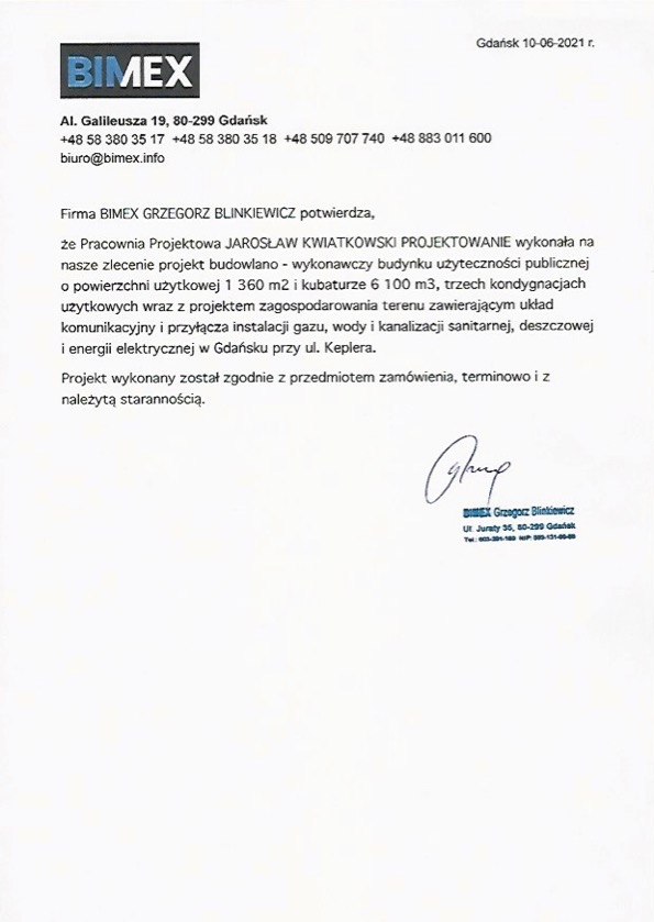 Referencje firmy handlowej.