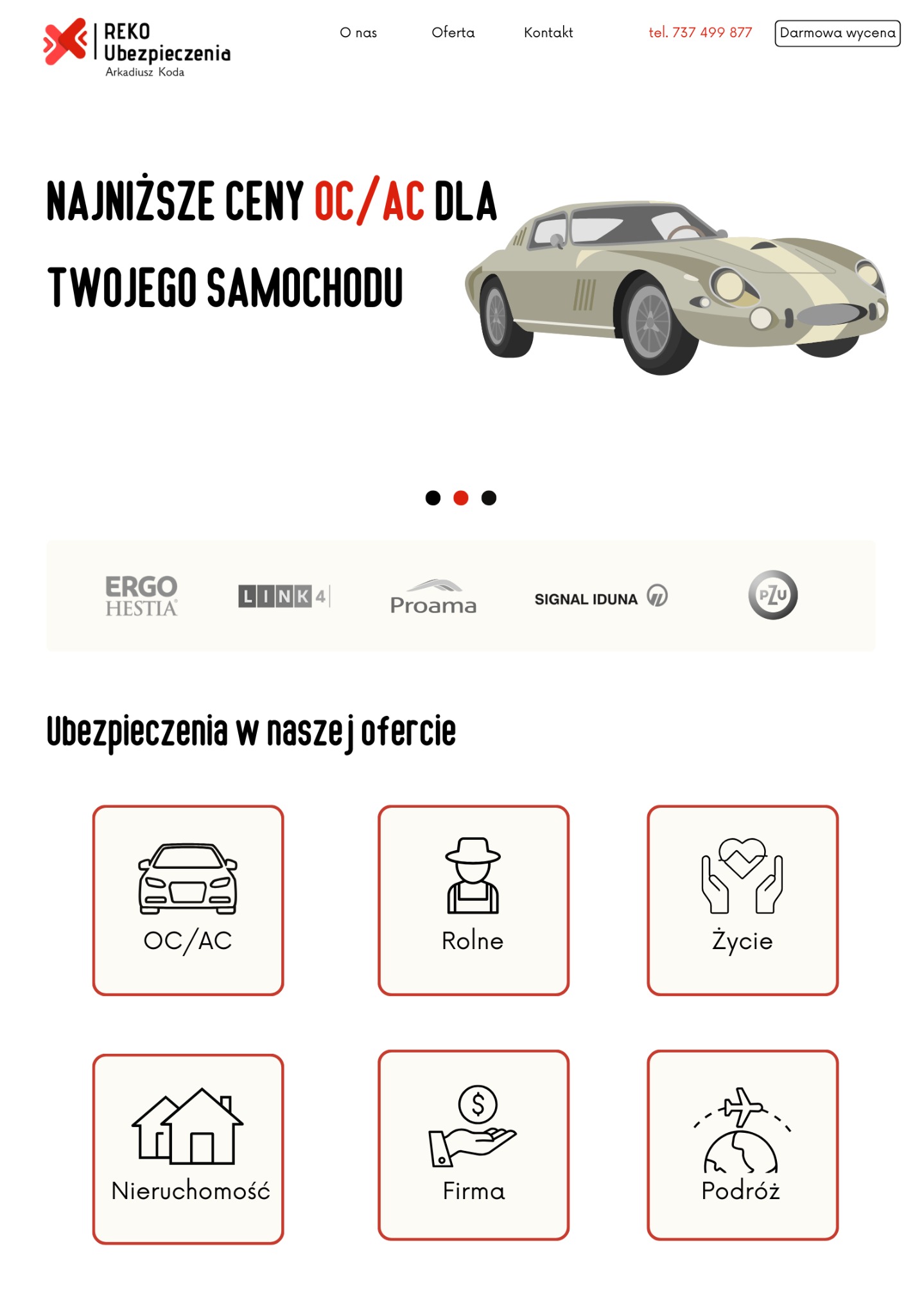 Projekt strony dla Reko Ubezpieczenia