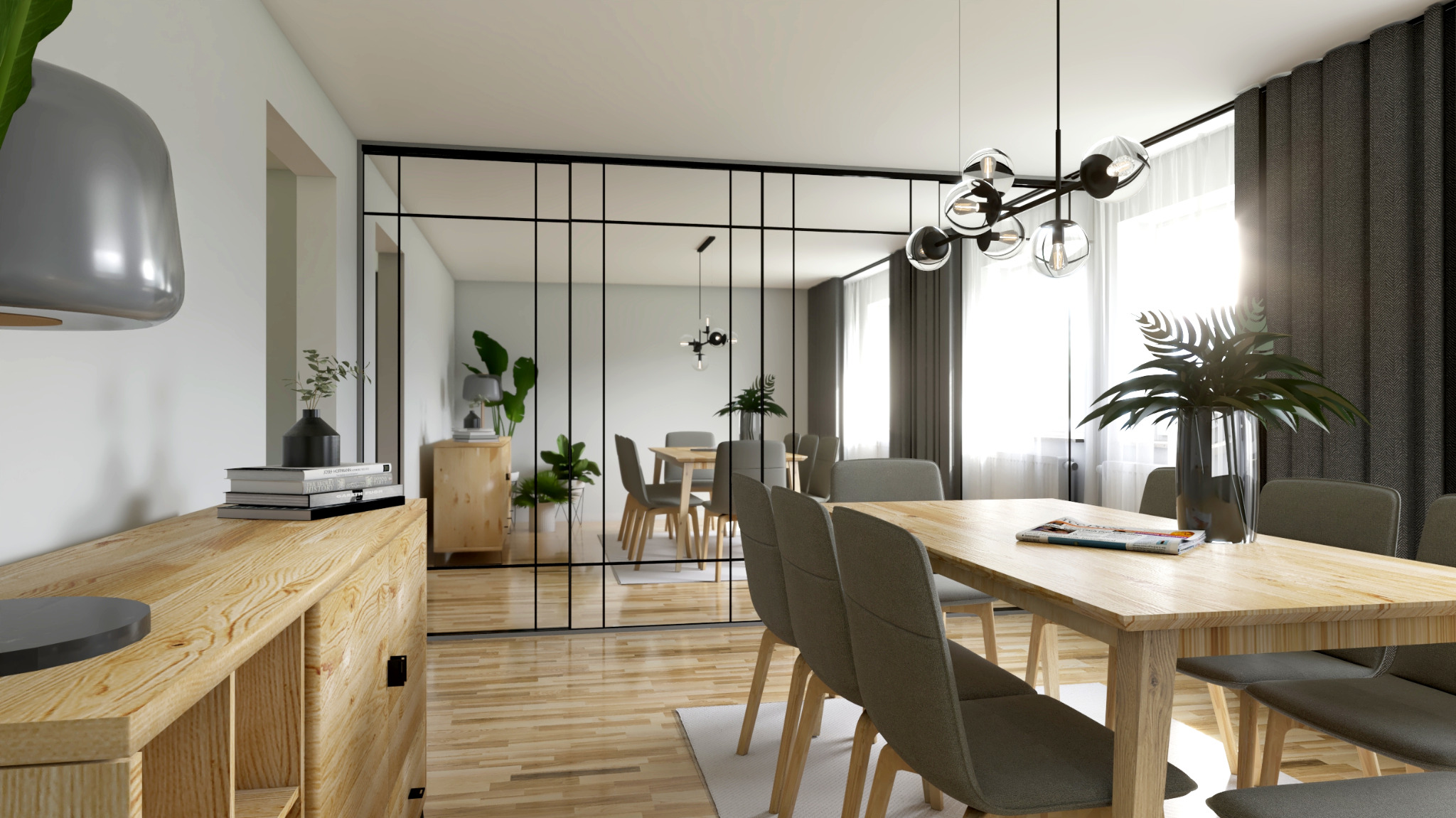 Metamorfoza pokoju jadalnianego, w którym wygospodarowano miejsce na funkcjonalną szafę na wymiar.