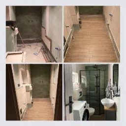 Kompleksowy remont łazienki od podstaw w domu jednorodzinnym.