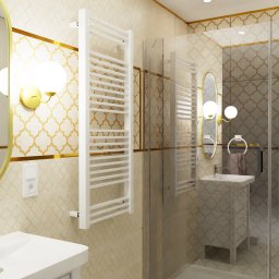 Łazienka z prysznicem w dwupoziomowym mieszkaniu w szeregówce / ZAMBRÓW