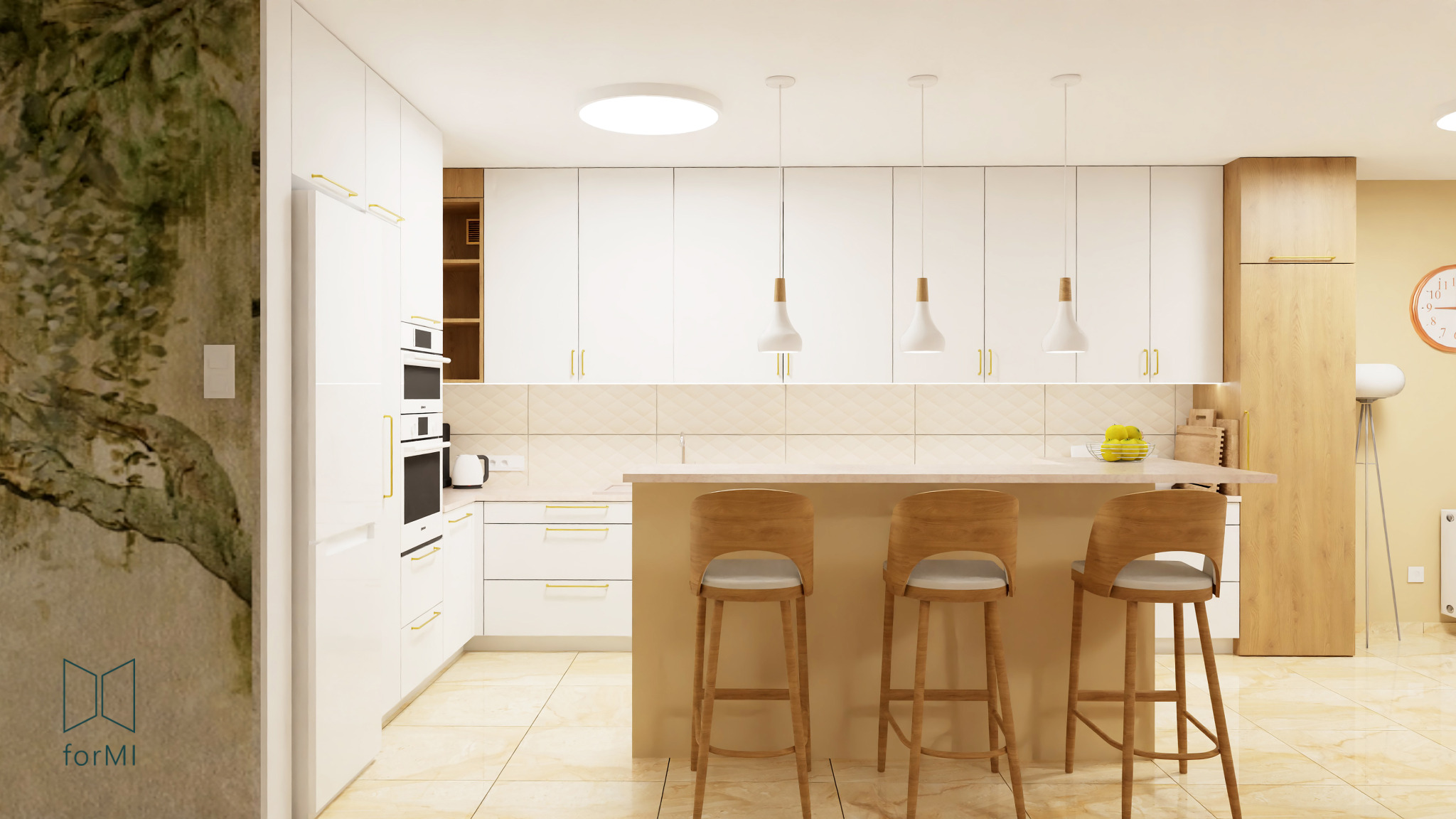 Kuchnia w dwupoziomowym mieszkaniu w szeregówce / ZAMBRÓW