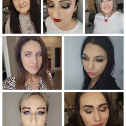 Kolaż portretów kobiet z różnymi stylizacjami okolicznościowymi, uwydatniającymi rysy twarzy i podkreślającymi kolor oczu.