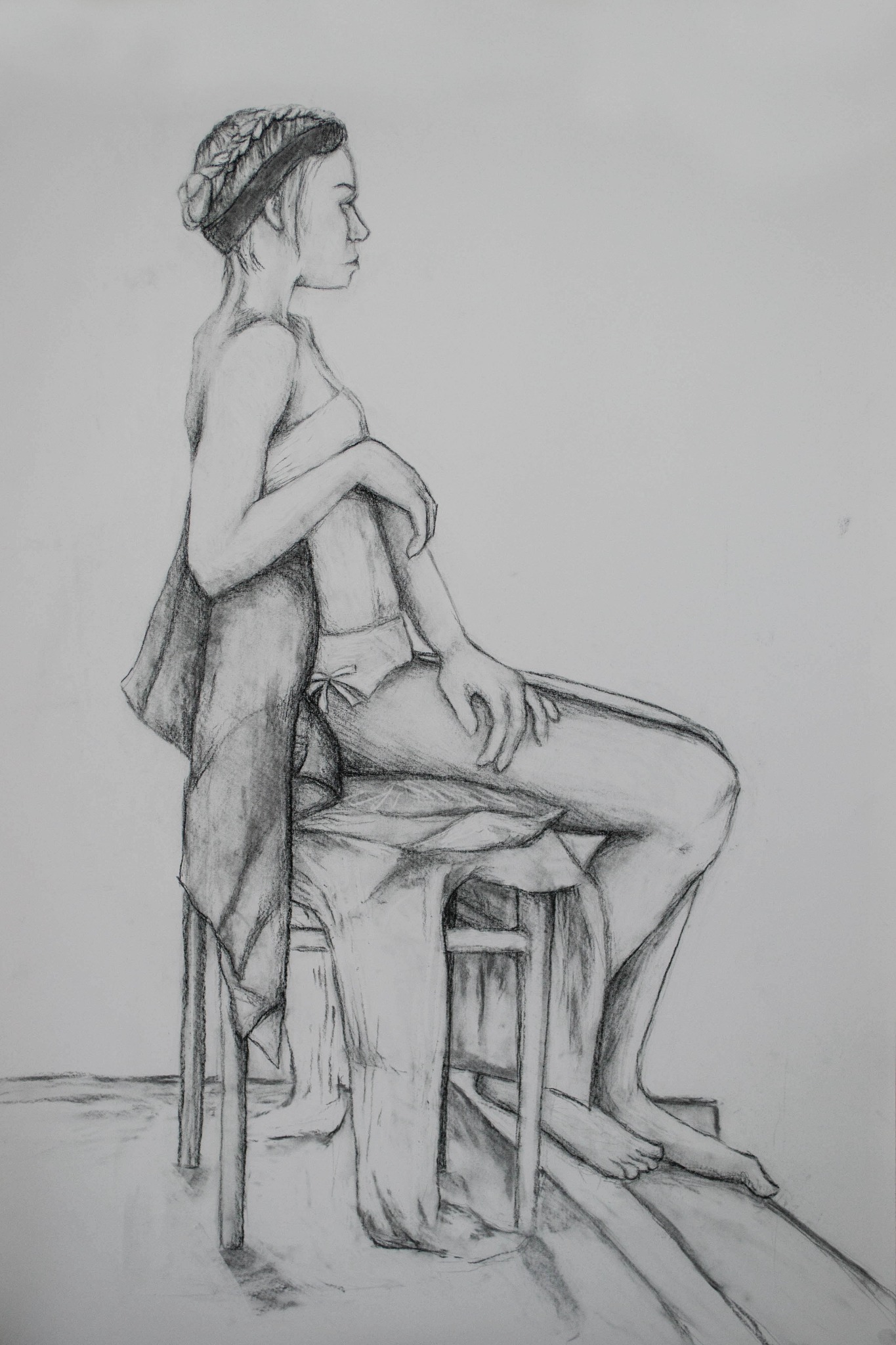 postać węglem, 100x70cm